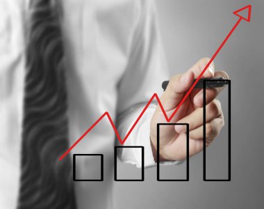 İşadamı grafik büyüyen grafik çizim