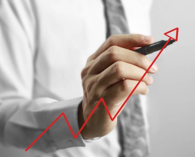 İşadamı grafik büyüyen grafik çizim