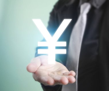 bir elinde sanal simge