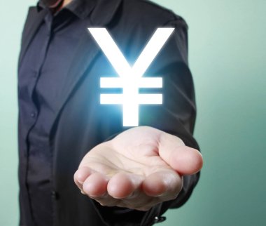 bir elinde sanal simge