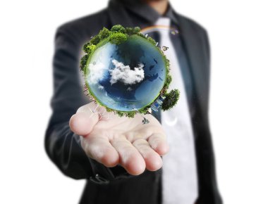 Küre, dünya insan elinde tutan bizim planet earth parlayan, Nasa tarafından sağlanan dünya resim el