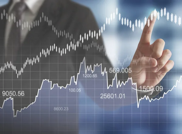 Símbolos Financeiros Que Vêm Uma Mão — Fotografia de Stock