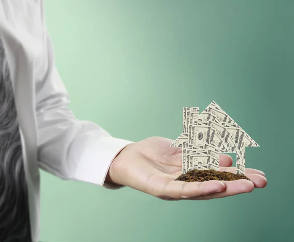 Home Verzekering Concept Een Hand — Stockfoto