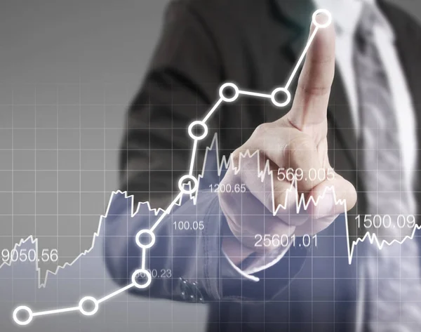 Símbolos Financieros Procedentes Una Mano — Foto de Stock