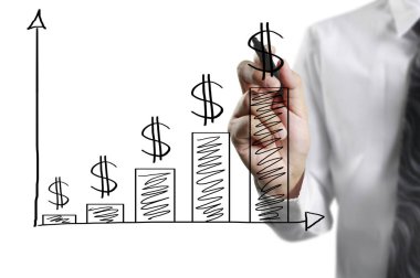 İşadamı büyüyen bir grafiği grafik çizim