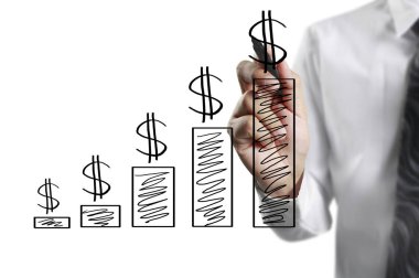 İşadamı büyüyen bir grafiği grafik çizim