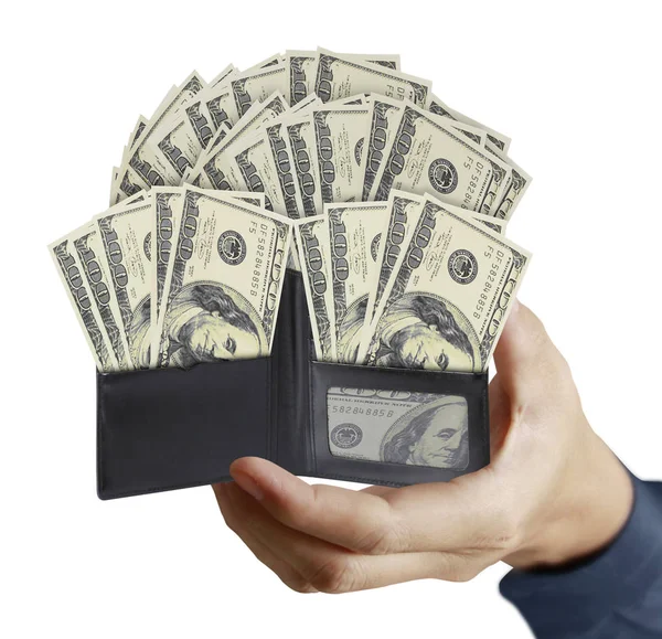 Hand Holds Purse Money Open Wallet — Stock Photo, Image