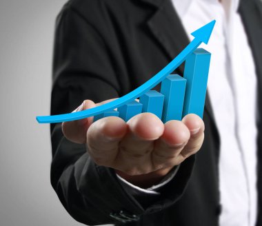 işadamı ile elden gelen finansal simgeler 