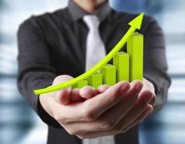işadamı ile elden gelen finansal simgeler 