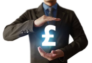 işadamı ile elden gelen finansal simgeler 