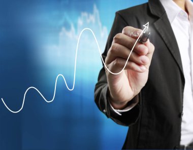 işadamı grafik büyüyen bir grafik çizim