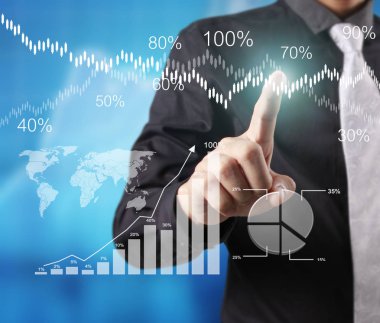 işadamı ile elden gelen finansal simgeler 