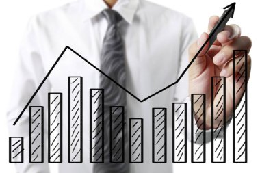 işadamı grafik büyüyen bir grafik çizim