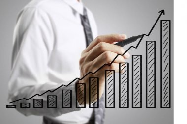 işadamı grafik büyüyen bir grafik çizim