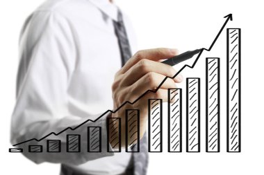 işadamı grafik büyüyen bir grafik çizim