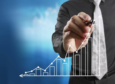 işadamı grafik büyüyen bir grafik çizim