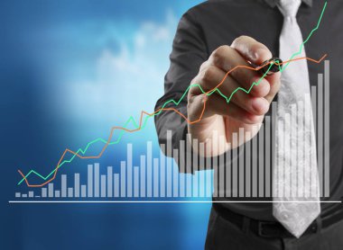 işadamı grafik büyüyen bir grafik çizim