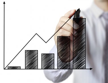 işadamı grafik büyüyen bir grafik çizim