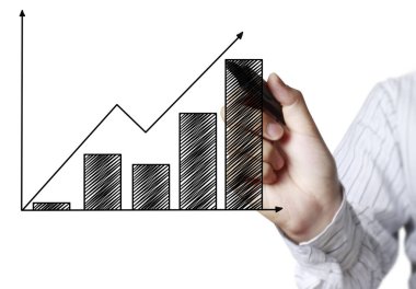 işadamı grafik büyüyen bir grafik çizim