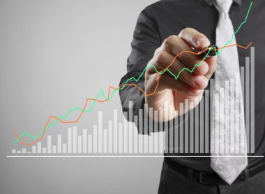 işadamı grafik büyüyen bir grafik çizim