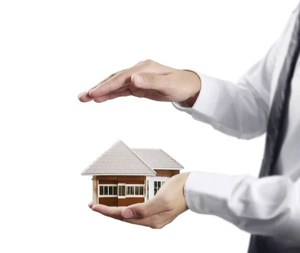 Business Man Huis Menselijke Handen — Stockfoto