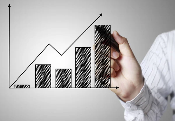 Empresario Dibujando Gráficos Gráfico Crecimiento —  Fotos de Stock