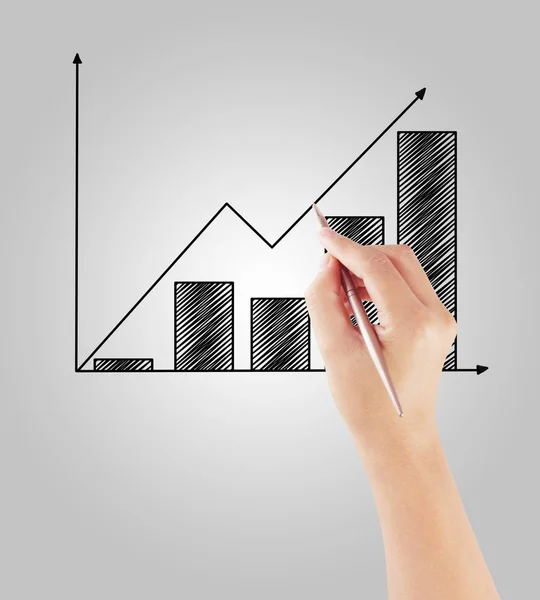 Işadamı Grafik Büyüyen Bir Grafik Çizim — Stok fotoğraf