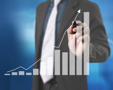 İşadamı grafik büyüyen grafik çizim