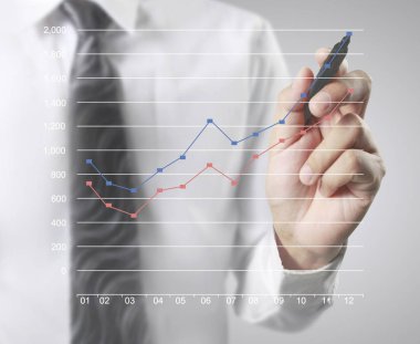 işadamı grafik büyüyen bir grafik çizim