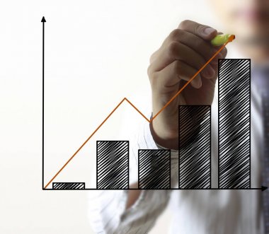 işadamı grafik büyüyen bir grafik çizim