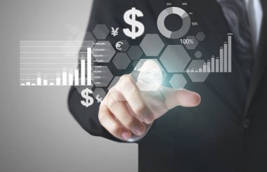 işadamı ile elden gelen finansal simgeler