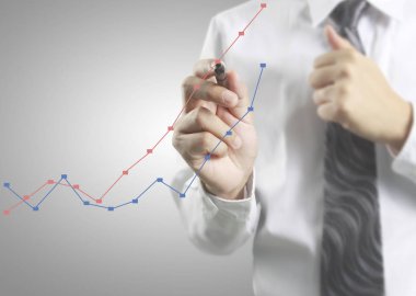 işadamı grafik büyüyen bir grafik çizim