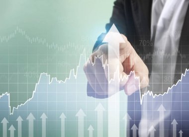 işadamı ile elden gelen finansal simgeler