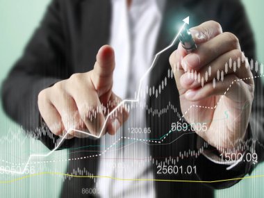 işadamı grafik büyüyen bir grafik çizim