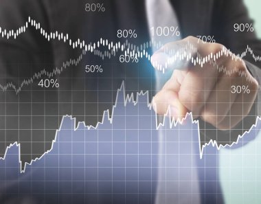 işadamı ile elden gelen finansal simgeler