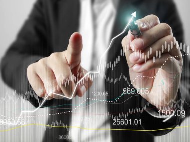 işadamı grafik büyüyen bir grafik çizim