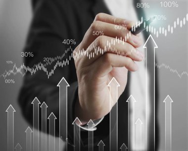 işadamı grafik büyüyen bir grafik çizim