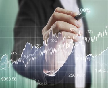 işadamı grafik büyüyen bir grafik çizim