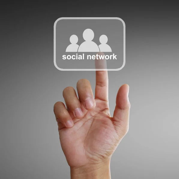 Tocco Mano Icona Virtuale Del Social Network — Foto Stock