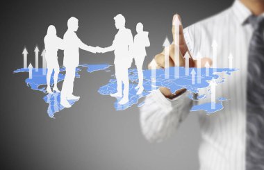 işadamı ile elden gelen finansal simgeler