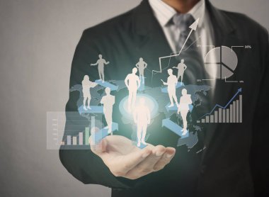 işadamı ile elden gelen finansal simgeler