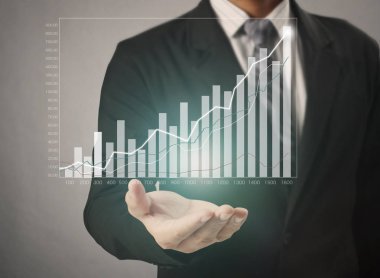 işadamı ile elden gelen finansal simgeler
