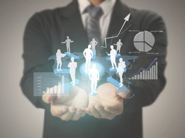 işadamı ile elden gelen finansal simgeler