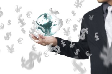 Küre, dünya insan elinde parlayan bizim seyyare yerküre tutan el. NASA tarafından sağlanan Earth görüntü