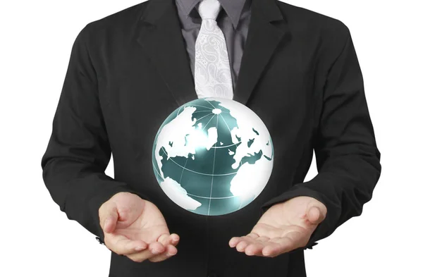 Globe Earth Human Hand Hand Holding Our Planet Earth Glowing — Stock Photo, Image