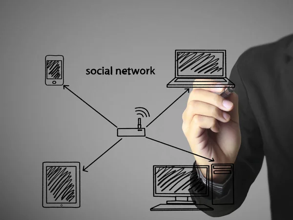 Drawing  social network — Stock Photo, Image