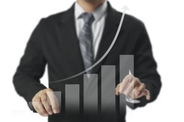 Finansal sembolleri olan bir iş adamı geliyor.