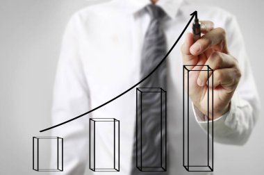 İşadamı grafik büyüyen grafik çizim