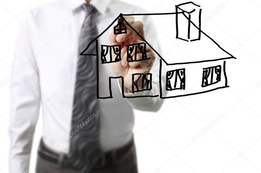 Hand drawing a house