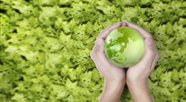 Küre , insan elinde toprak. Nasa tarafından sağlanan Dünya görüntüsü